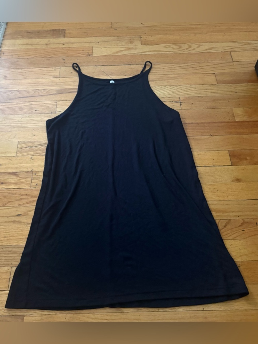 Athleta Black Ribbed Swing Dress Sleeveless Stretch Athleisure  Size Large